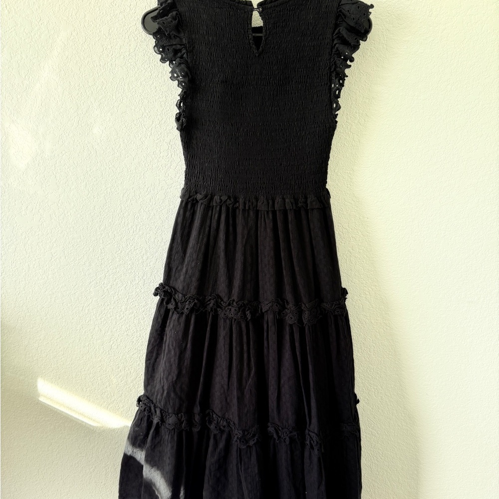 MARBLE Black Ruched Maxi Dress with Flutter Sleeves - Picture 7 of 9